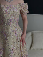 Floral Embroidered Off-Shoulder Ball Gown