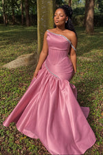 Corset Evening Gown with Beaded Asymmetric Skirt