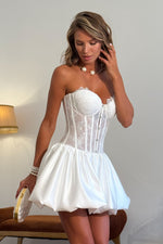 Strapless Lace Corset Mini Dress with Bubble Skirt