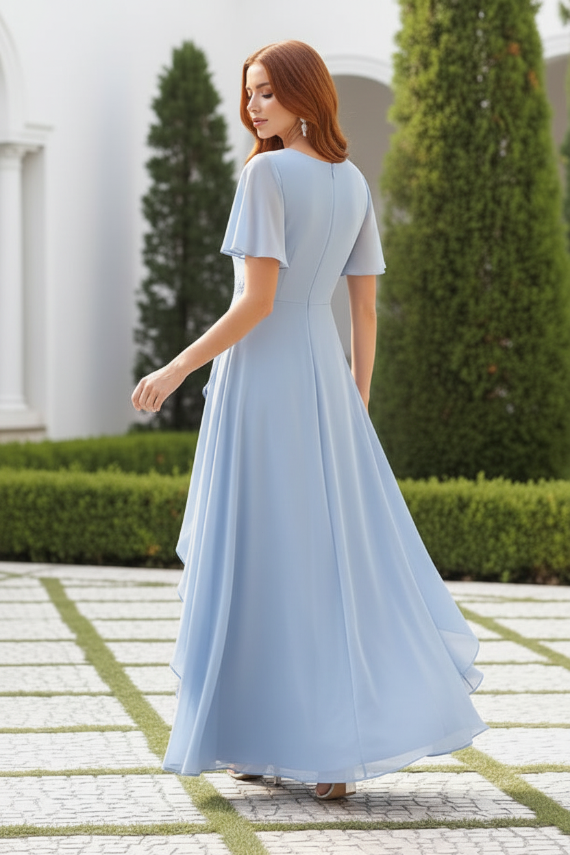 Embroidered Jumpsuit with Asymmetrical Skirt
