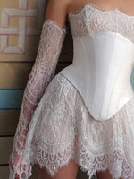 Strapless Lace Corset Mini Wedding Dress