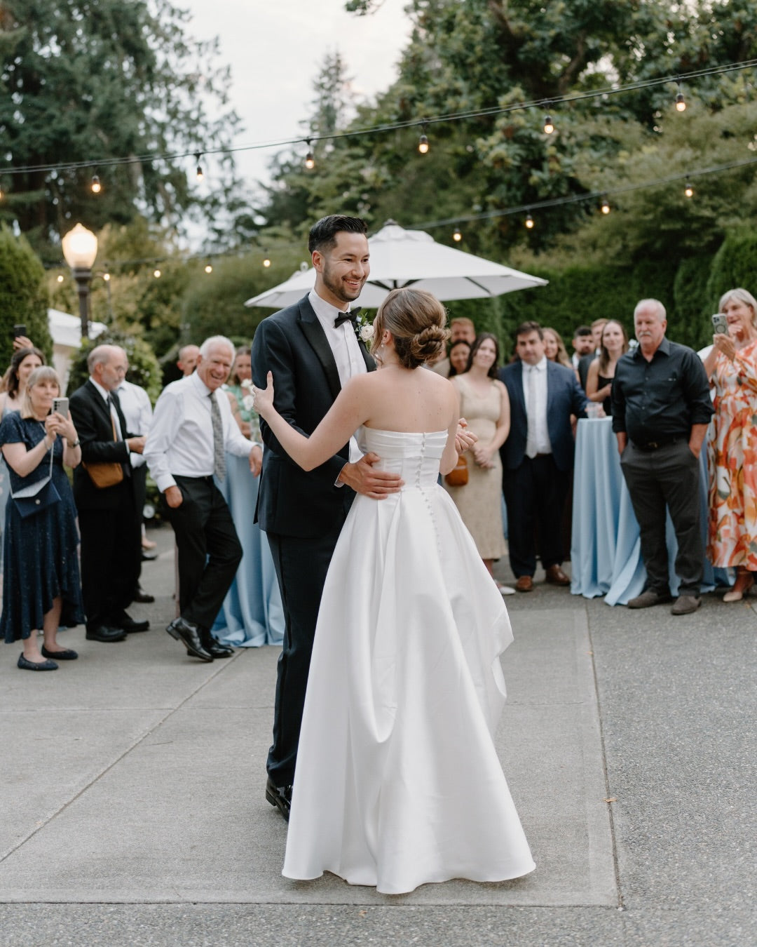 Strapless Satin A-Line Wedding Dress with Chapel Train