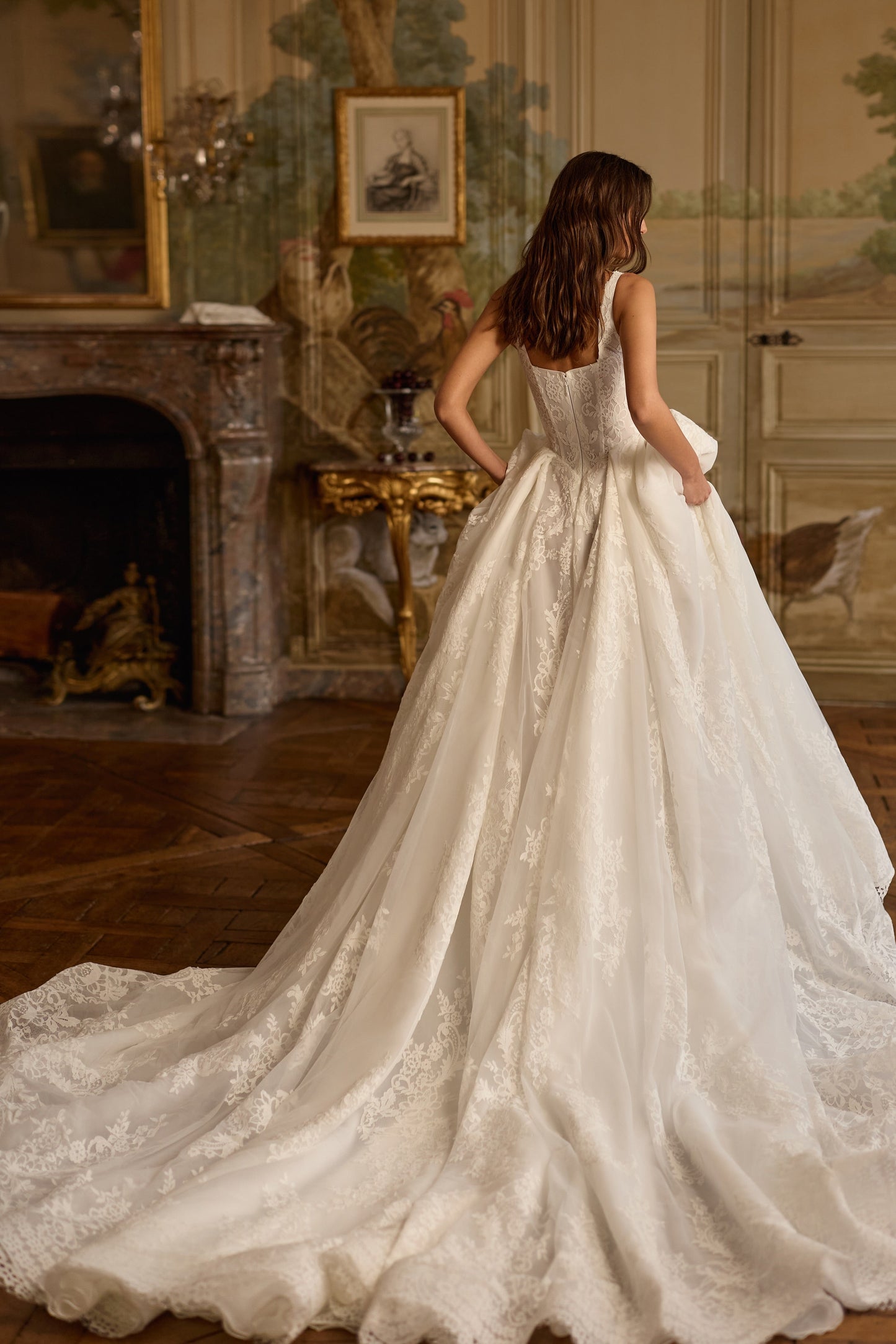 Lace Corset Ball Gown Wedding Dress with Pockets