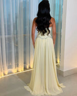 Strapless Beaded Basque Waist Chiffon Evening Gown