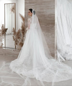 High Neck Lace Long Sleeve Ball Gown Wedding Dress
