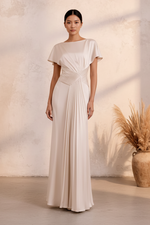 Elegant Bateau Neck Pleated Sheath Dress