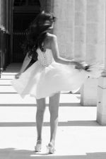 Strapless Lace Fit & Flare Mini Wedding Dress