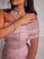 Tulle A-Line Evening Gown with Beaded Waist