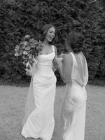 Cowl Neck Satin Wedding Dress with Corset Bodice