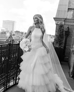 Tiered Tulle Halter A-Line Wedding Gown
