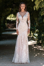 Illusion Long Sleeve Lace Mermaid Wedding Dress