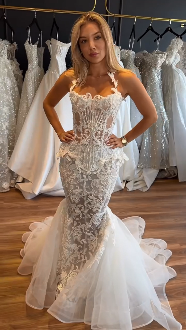 Pearl Corset Mermaid Wedding Dress