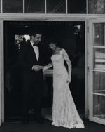 Long Sleeve Illusion Lace Wedding Dress with Train