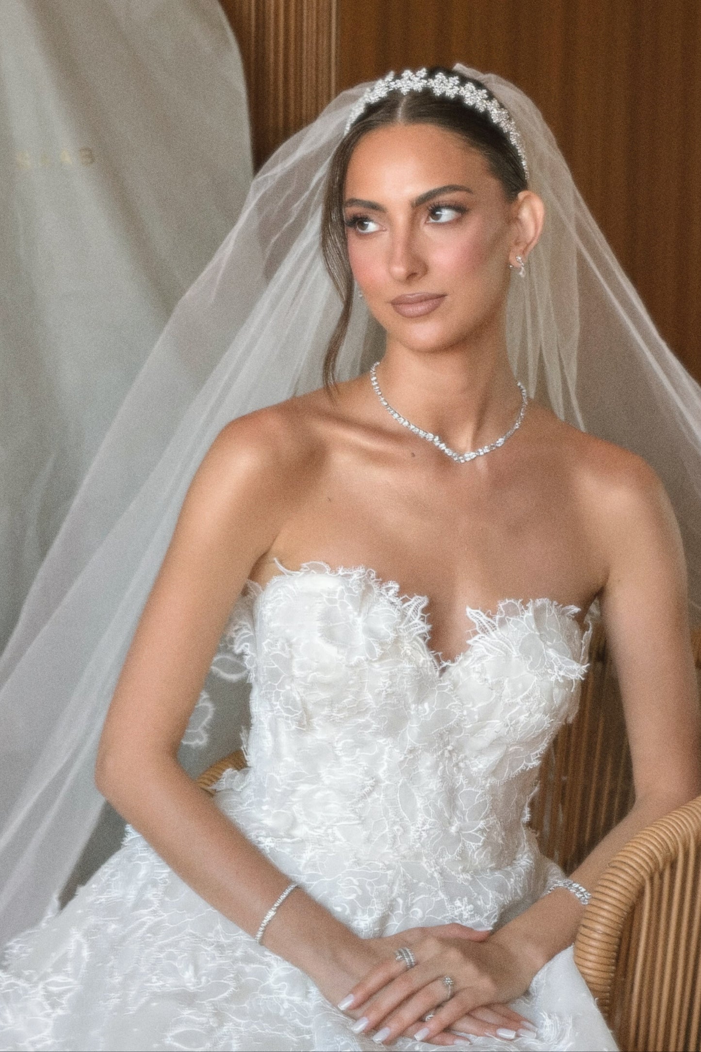 Strapless Lace Sweetheart A-Line Wedding Dress with Train
