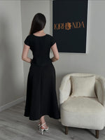 Embroidered Cap Sleeve Midi Dress