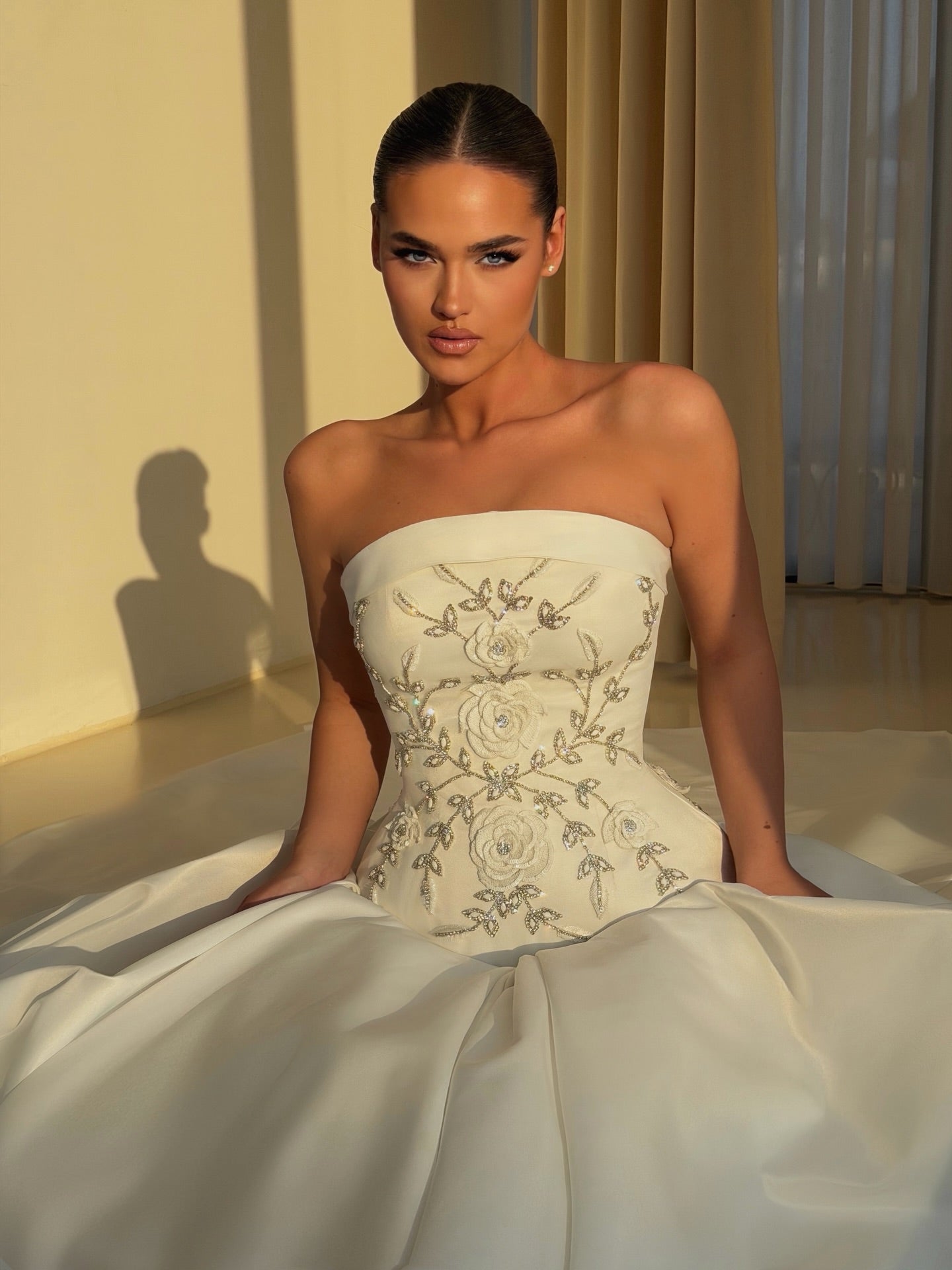 Strapless Beaded Ball Gown Wedding Dress