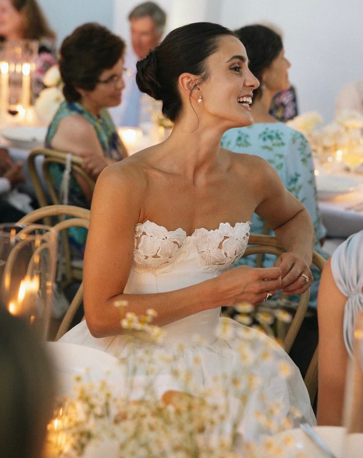 Strapless Floral Bustier Ball Gown Wedding Dress