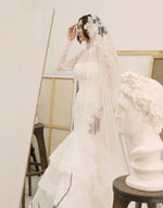 High Neck Lace Mermaid Wedding Dress with Tiered Skirt