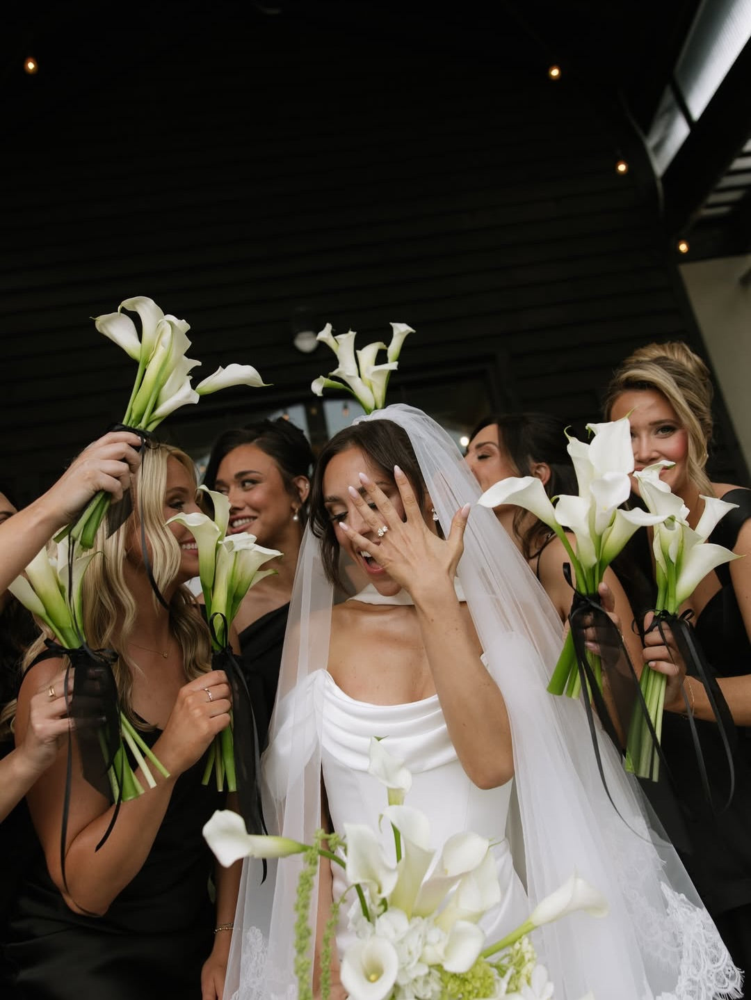 Off-the-Shoulder Satin Column Wedding Dress
