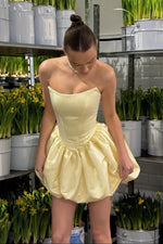 Strapless Corset Bubble Skirt Mini Dress