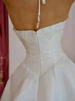 Satin Ball Gown Wedding Dress with Lace Hem