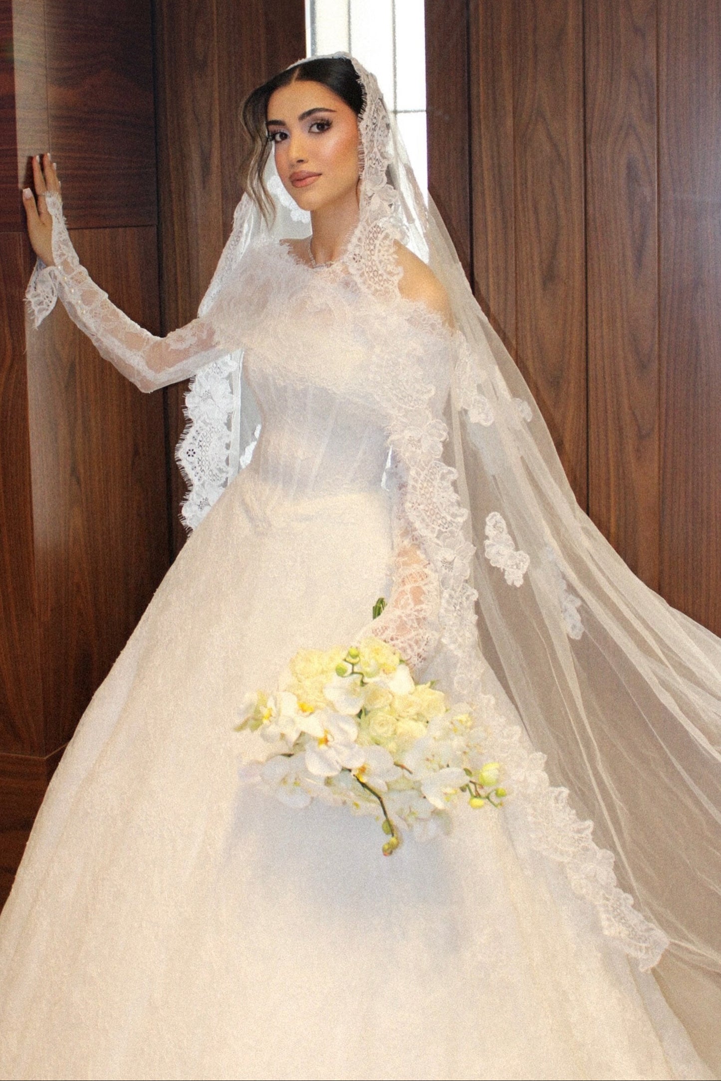 Long Sleeve Lace Ball Gown Wedding Dress