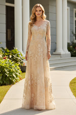 Illusion V-Neck Lace A-Line Formal Dress