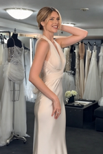 Halter Neck Sheath Wedding Dress with Draped Back