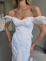 Off-the-Shoulder Corset Mermaid Wedding Dress with Slit