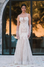 Lace Mermaid Wedding Dress with Spaghetti Straps