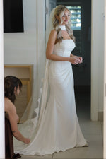 Minimalist Strapless Crepe Wedding Dress