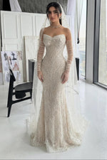 Strapless Sweetheart Beaded Mermaid Wedding Dress