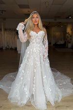 Romantic Sweetheart Glitter Tulle A-Line Bridal Dress