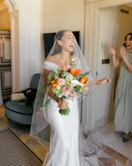 Off-the-Shoulder Cowl Neck Satin Wedding Dress