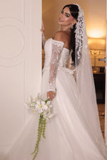 Lace Off-the-Shoulder Long Sleeve Wedding Dress