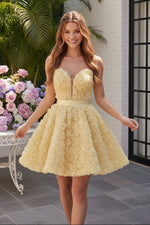 Sweetheart Strapless 3D Floral Mini Dress