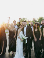 Off-the-Shoulder Satin Column Wedding Dress