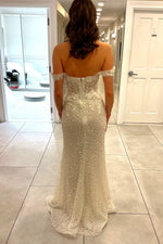 Off-the-Shoulder 3D Floral Beaded Wedding Dress