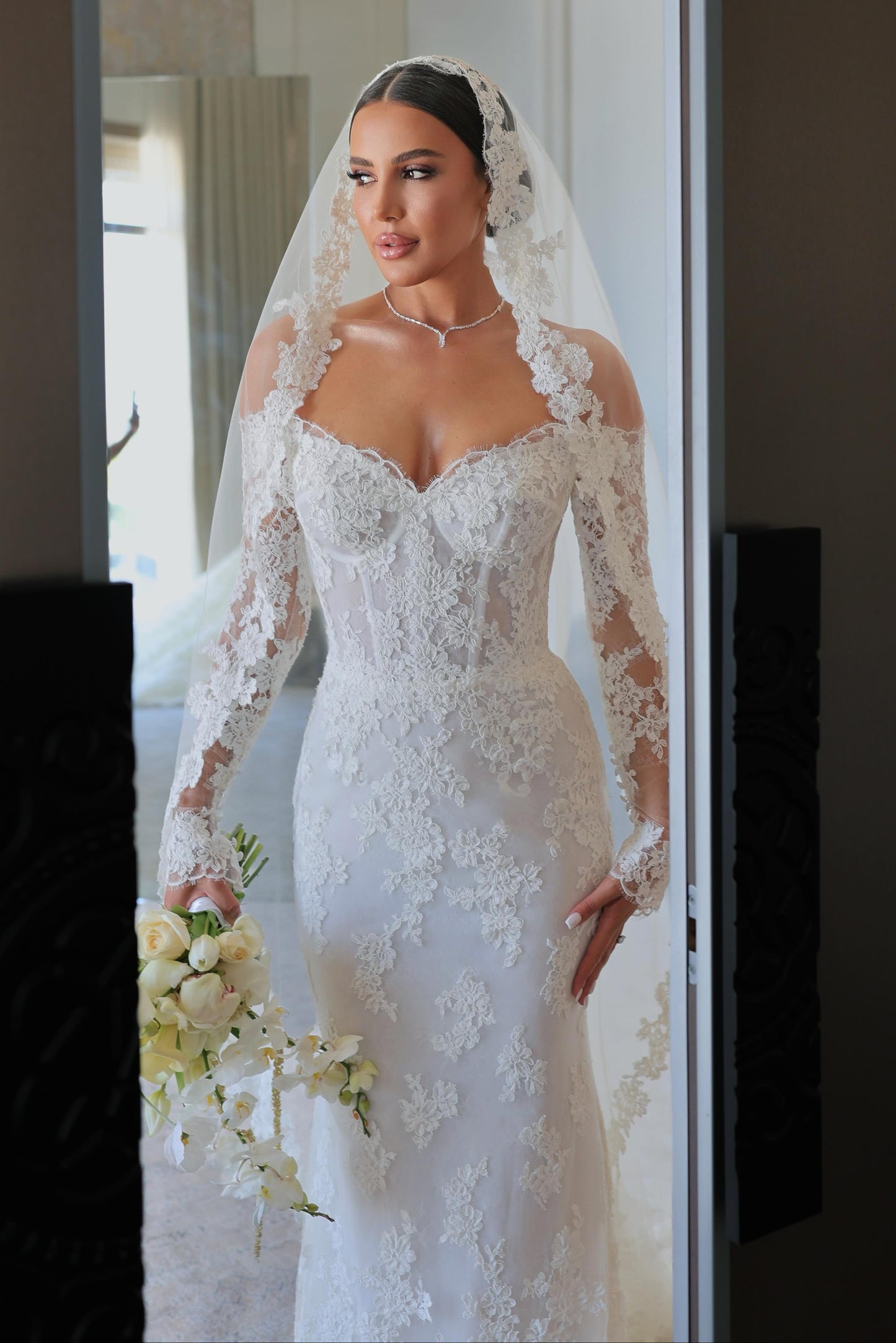 Off-the-Shoulder Lace Mermaid Wedding Dress