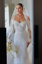 Off-the-Shoulder Lace Mermaid Wedding Dress