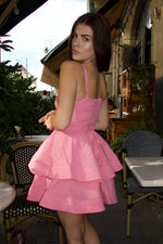 Tiered Ruffle Cutout Mini Dress with Bow Detail