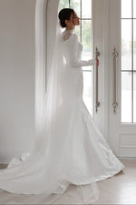 Lace Illusion Mermaid Wedding Dress with Sleeves