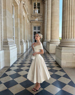 Off-the-Shoulder Asymmetrical Midi Dress
