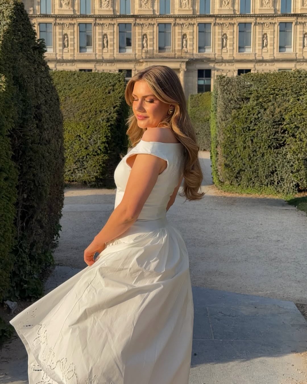 Embroidered A-Line Midi Dress with Pleated Skirt