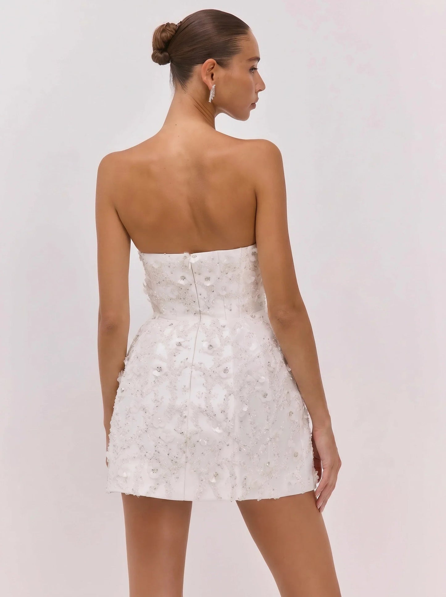 Strapless Beaded Mini A-Line Dress