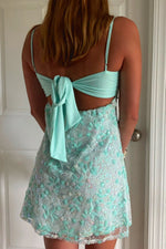 Spaghetti Strap Embroidered Sequin Mini Dress