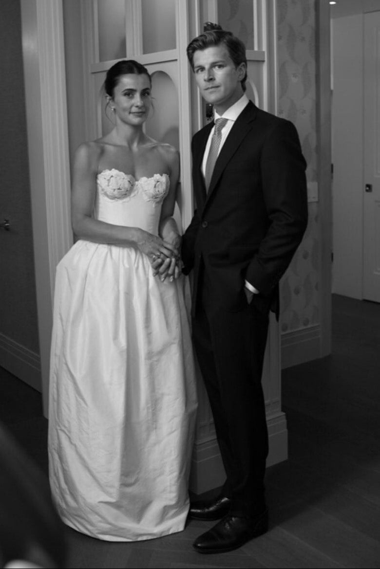 Strapless Floral Bustier Ball Gown Wedding Dress