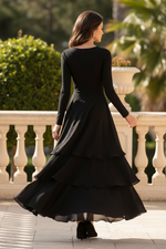 Long-Sleeve Tiered Ruffle Maxi Dress