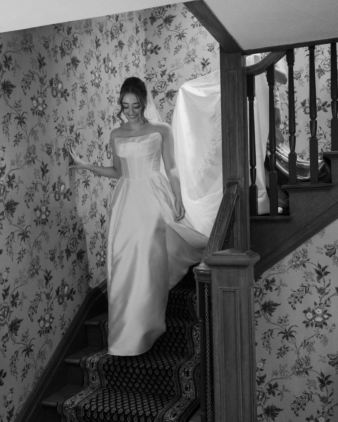 Strapless Satin A-Line Wedding Dress with Chapel Train