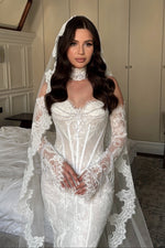 Off-Shoulder Lace Mermaid Bridal Gown with Train